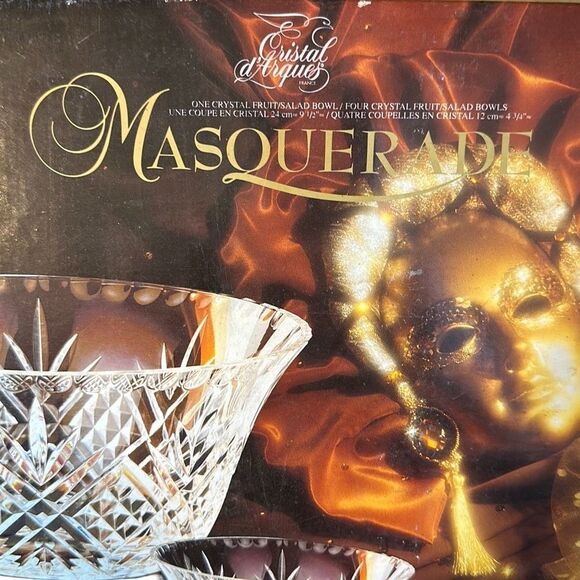 Cristal d’Arques France 24% Lead Crystal Fruit Bowl & 4 Small Bowls Set NIB - Picture 3 of 4